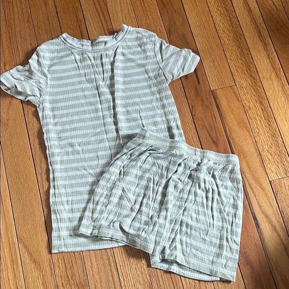 Brave Little Ones Ribbed Bamboo Striped short PJ set 3T